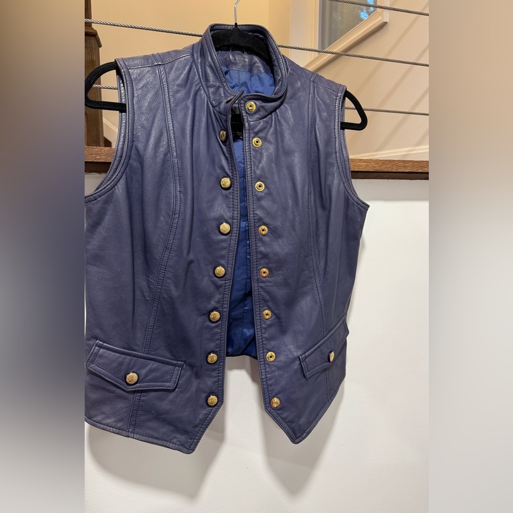 Wilson’s Navy Leather Button-Front Vest women’s medium